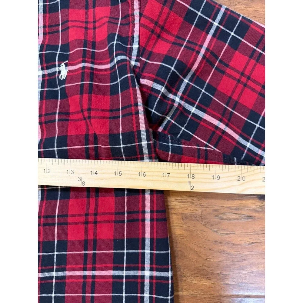 Boys Ralph Lauren Polo Button Down Shirt L (14-16) Red Blue Check